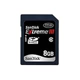 sandisk extreme iii 8gb  Sandisk Extreme III Memoria Flash, SDHC, 8 GB, Velocidad de Lectura 20 MB/s, Negro