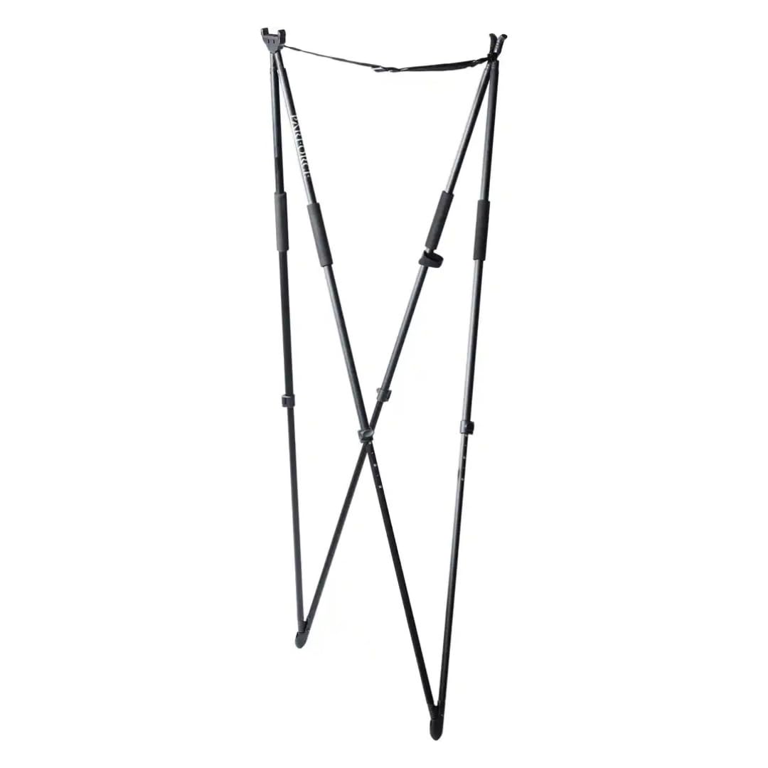 Zielstock – Höhenverstellbarer Vierbein-Zielstock aus Aluminium (95–175 cm), V-Gabel, 360° drehbar, gepolsterte Griffe, inkl. Tragetasche – Stabiler Schießstock für die Jagd
