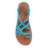 Plaka Palm Leaf Flat Summer Sandals for Women | Perfect for the Beach Walking & Dressy Occasions | Teal | Size 9