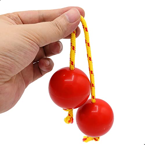 Image of 2 Pair Aslatuas Rhythmic Ball,Kashaka Instrument,Music Egg Shaker, Double Gourd Percussion,Asalato Fingertip Drum Balls,African Shaker Rattle,Red