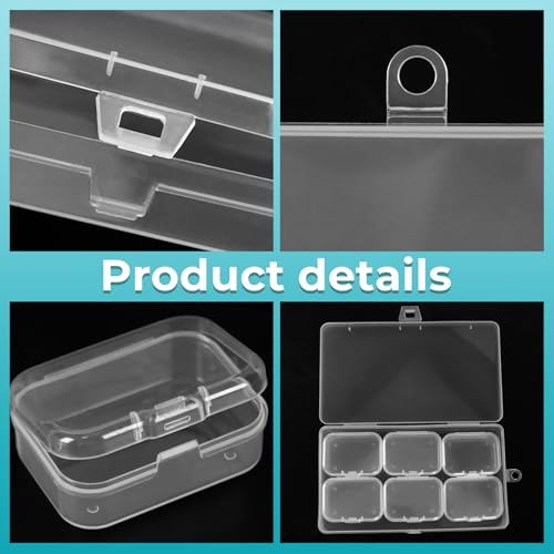 Image of Large Bead Organizer Box with 6 Small Boxes inset, Small Bead Organizers and Storage Plastic Cases, Clear Bead Storage Containers Boxes with Hinged Lid(7 Pcs)
