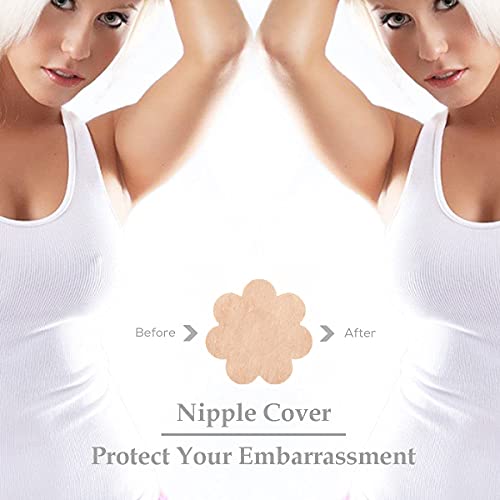 Hhoomy Boob Tape (2 Rolls) And 10Pcs Petals Nipple Protective Cover Set, Chest Tape Breathable Breast Lift Tape Athletic Tape With Breast Petals Disposable Adhesive Bra For A-E Cup Large Breast #TOP3