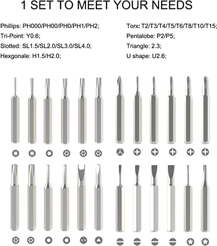 Image of 24 in 1 Screwdriver 24 Bits with Plastic Case for Cell Phone Laptop Watch Computer Electronics Glasses Repair Small Pocket Screwdriver Set Phillips Flathead Screwdriver Bit Magnetic black
