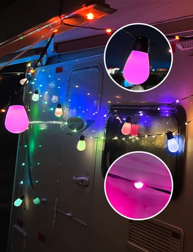 Outdoor String Lights Custom Modes - 50Ft Patio Lights With Rope Fairy App Control Rgbw Smart Dimming Outside Light With Schedule Timer 84 Led 15 Edison Bulb For Backyard Garden Party Wedding Holidays #TOP4