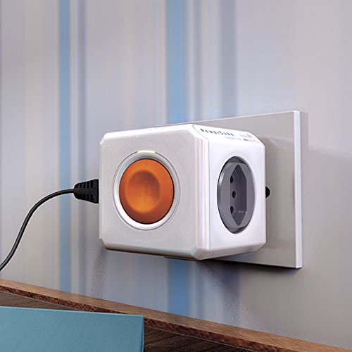 Multiplicador de Tomadas Powercube c/ Controle Remoto e 4 Tomadas, Bivolt, PWC-RM4CR, Laranja e Bran