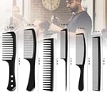 6 PCS Hair Comb Set Black, Durable Wide and Fine Tooth Rat Tail Hair Barber Comb for Women & Man, Professional Combs for Wet Curly Natural Hair Detangling Parting Teasing Styling & Cutting - Image 4