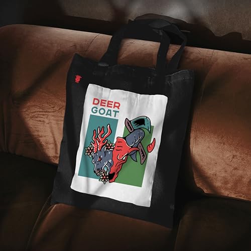 Image of ZORI Black Tote Bag With Pocket Printed Designed Canvas Tote Bags For Women large capacity,Tote bag For Shopping, College, Travel, More Canvas Handbag For Unisex Bag
