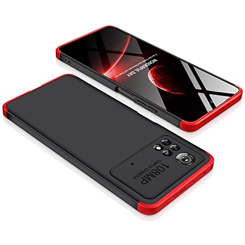 Image of Kapa Double Dip Full 360 Protection Back Case Cover for Poco X4 Pro (5G) (Red, Black), Poly Carbonate