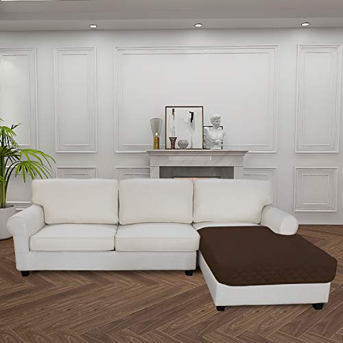 Image of Easy-Going Microfiber Sofa Slipcover L Shape Sectional Couch Cover 42X68 Inches Rectangular Chaise Lounge Cover Reversible Furniture Protector For Pets Kids Children Dog Cat(Coffee /Coffee)