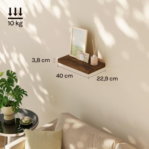 WOLTU Wandregal, Schweberegal Vintage Braun, 40x22.9x3.8cm, MDF 1er – Ansicht 6
