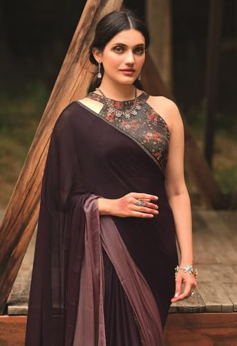 Image of Pandadi Saree Women's Chiffon Saree With Unstitched Blouse Piece