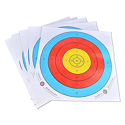 SHARROW 10 PCS Archery Target Face Archery Paper, 40cm x 40cm Bull's-eye Archery Targets Arrow Targets Shooting Accessories Ideal for Match and Daily Practice Use Outdoor Shooting Practice
