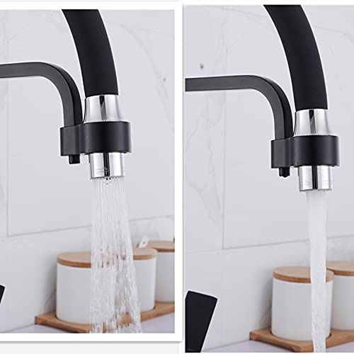Grifo de Cocina Giratorio de 360° en latón Negro con purificador de Agua, Grifo multifunción para Fregadero, Ideal para Bares, Casas de Campo y Uso Comercial.