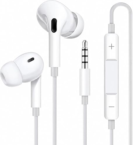 Wired Headset with Microphone, 3.5mm AUX In-Ear Stereo Headphones with Volume Control, HiFi Sound Compatible With Android Phones, Tablets & other Aux 3.5mm Devices