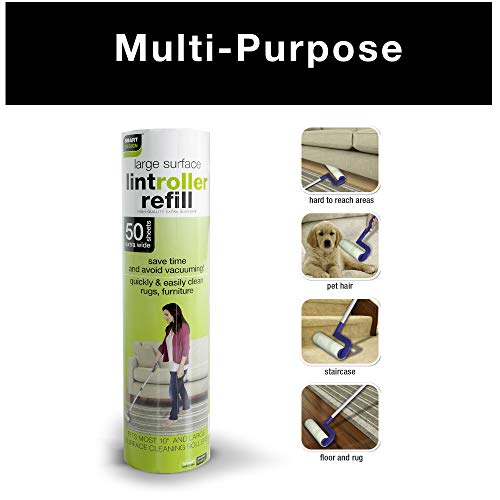 Smart Design Floor Lint Roller Refill - Easy-Peel Angled Sheet - 50 Adhesive Sheets - for Cleaning, Carpet, Car, Clothing, Pet Hair [2 Pack] (100 Sheets Total) - Thumbnail 6