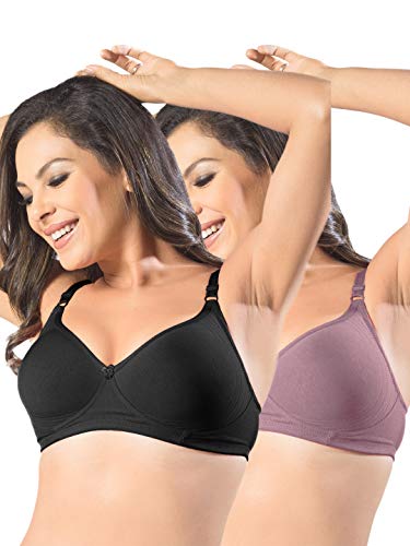 Image of SONARI Womens Non Padded Cotton T Shirt Bra | Wire Free, Medium Coverage, Comfortable and Lightweight | Adjustable Straps, Hook and Eye Closure for Everyday Wear - D-12