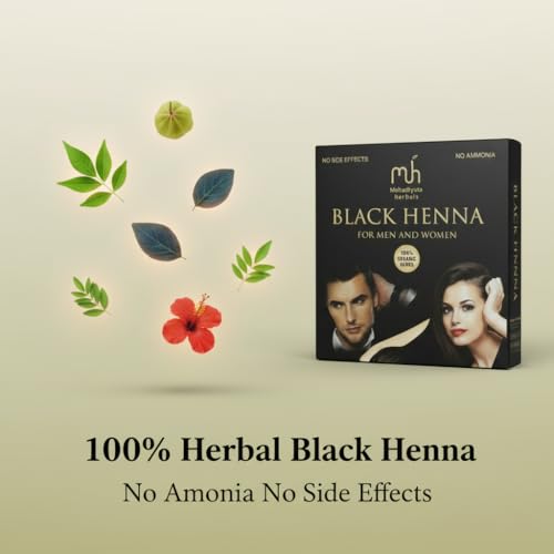 Image of Black Henna Hair Color for Men & Women | Natural Hair Dye with Indigo Powder | 100% Grey Coverage | PPD-Free & Ammonia-Free Herbal Hair Color | 40g