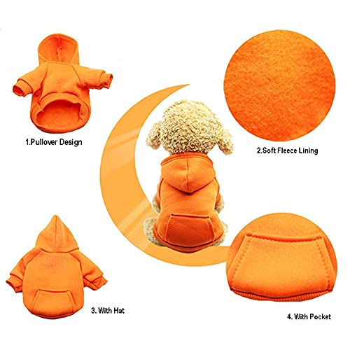 Jecikelon Winter Dog Hoodie Sweatshirts With Pockets Warm Dog Clothes For Small Dogs Chihuahua Coat Clothing Puppy Cat Custume (X-Small, Orange) #TOP3