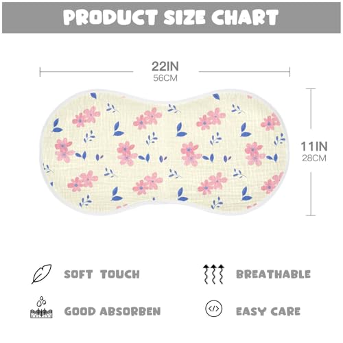 4 Pack Baby Burp Cloths, Soft Absorbent Burping Cloths for Babies, Cotton Milk Spit Up Rags, Large Size for Newborns, Baby Boys and Girls (Pink Flowers)4