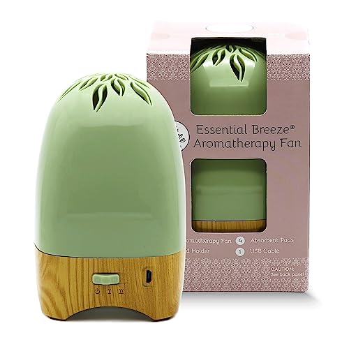 Belle Aroma Essential Breeze Aromatherapy Fan Essential Oil Diffuser - Portable Heatless & Waterless Scent Diffuser, Usb/Battery Operated, Time-Released Fragrance For Home, Car, Office - Sage Green #TOP7