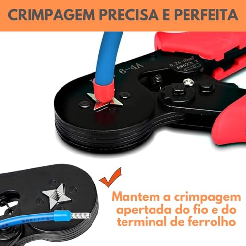 Alicate Crimpar Kit 1200 Peças Ferrules Terminais Fio 0.5-10 mm² Prensa Crimpador Ferramenta Profiss