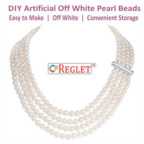 Image of 600 Pcs Off White Pearl Beads for Jewellery Making Kit - 8 mm - Beads for Bracelet Making Kit - Pearls for Craft - 200g