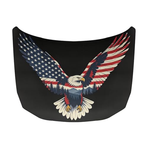 Image of 59x39 Inch Bald Eagle Pattern Car Hood Cover Protector Waterproof Car Hood Wrap Blankets Patriotism Auto Flag Universal Automotive Exterior Accessories for Summer