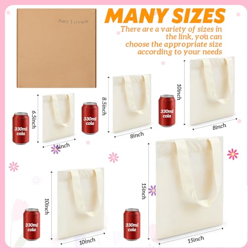 Amylove 24 Pcs Mini Tote Bag Sublimation Blank Canvas Tote Bags Reusable Grocery Luggage DIY Sack Goody for Party Even (8.5 x 8 Inch,Natural Color)
