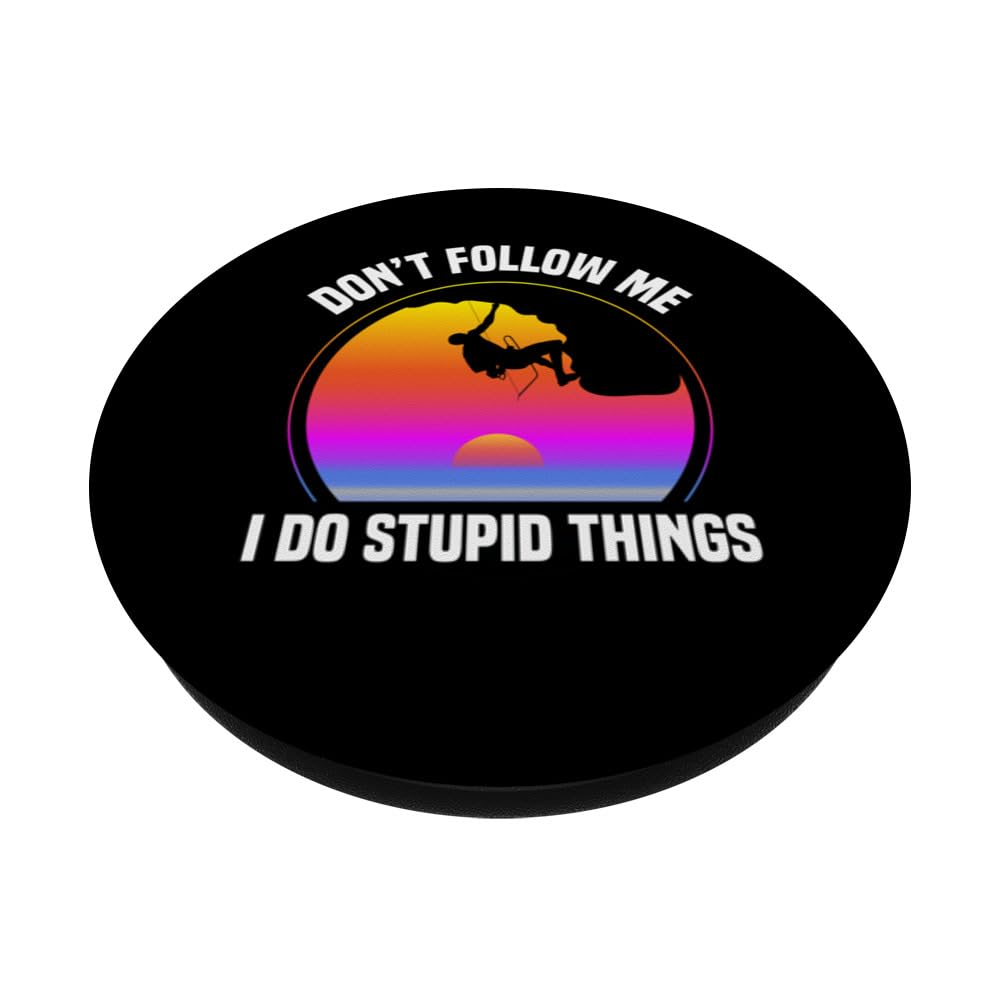 Don't Follow Me I Do Stupid Things Rock Climbing Funny Climb PopSockets Swappable PopGrip, Black - Image 2