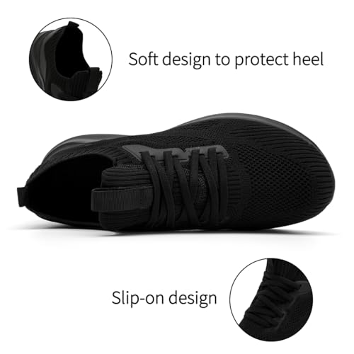 Womens Walking Shoes Running Sneakers Slip On Tennis Sport Workout Gym Athletic Travel Work Lightweight Non Slip Fashion Breathable Comfortable Shoes All Black Size US 84
