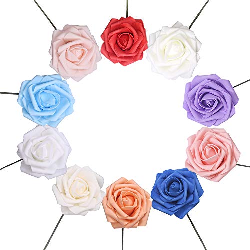 Artificial Roses Flowers Artificial Foam Roses Real Looking Fake Roses Decoration For Home, Baby Shower, Diy Wedding Bouquets Centerpieces, Arrangements Party (25Pcs Regular 3", White) #TOP5