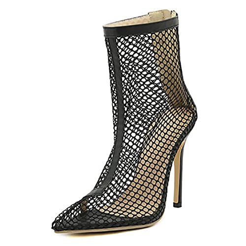 Sandales stiletto pour femme avec bout pointu en résille et talons hauts de soirée scintillants