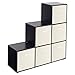 Urbnliving - Scaffale a cubi in legno di faggio, 6 cubi e cassetti, per riporre o esporre gli oggetti, Cream Drawers, Black 6 Cubes
