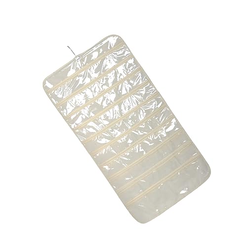 OKUMEYR Dual Sided Wall Hanging Storage Bag Nonwoven Fabric Organizer with Transparent PVC Mini Pockets for Jewelry and Sundries Space Saving Design for Closet and Door Use Beige