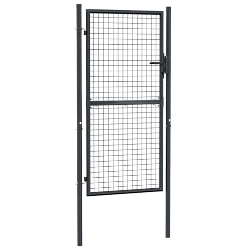 vidaXL Maschen-Gartentor verzinkter Stahl 100 x 175 cm Grau