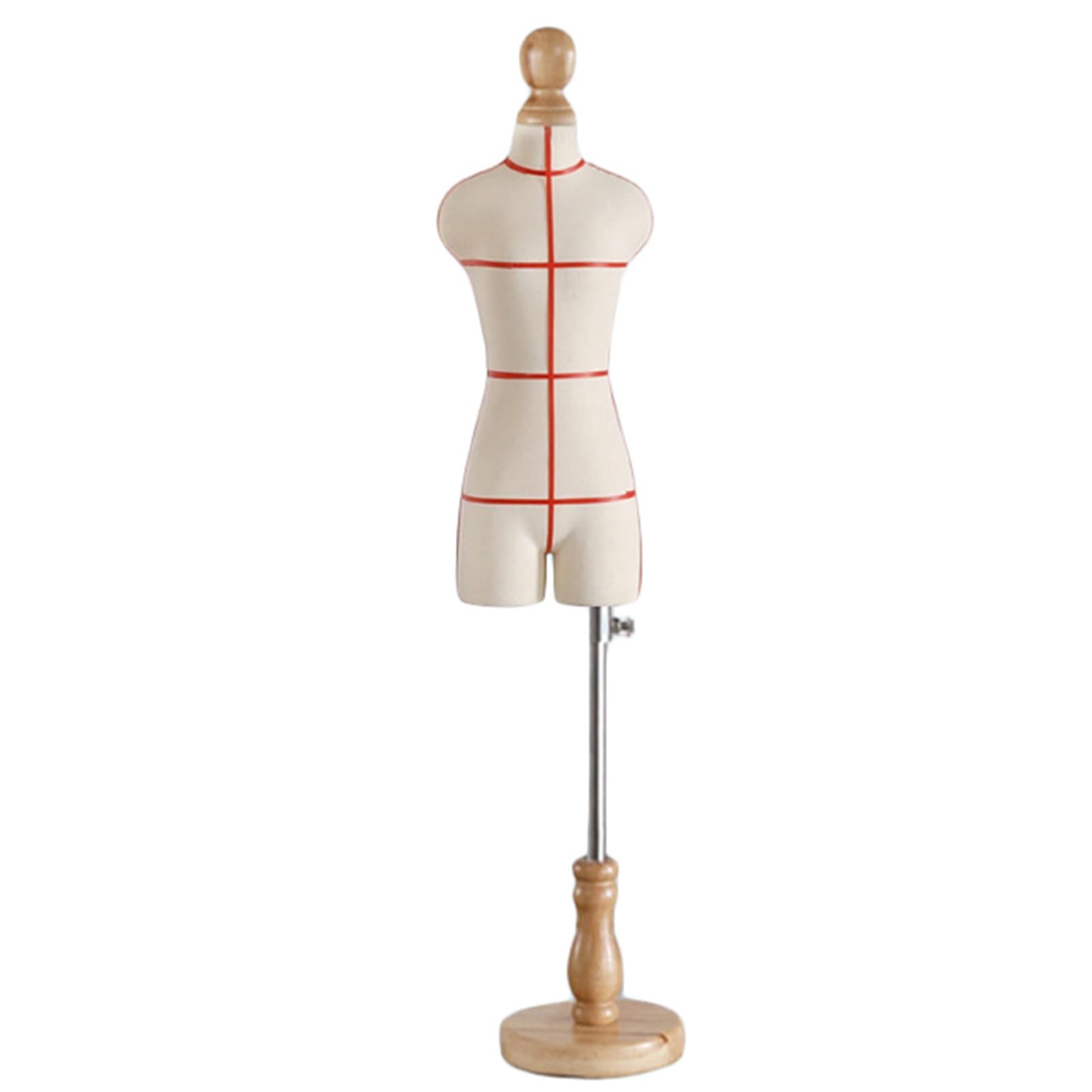 Mini maniquí con Forma de Vestido, tamaño 1/4, 1/3, 1/2, for Coser, maniquí de Sastre Que se Puede Fijar con Soporte de Madera(1/3 Size)