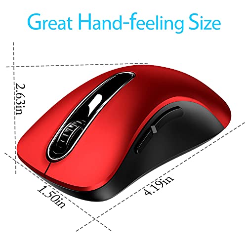 memzuoix 2.4G Wireless Mouse, 1400 DPI Mobile Optical Cordless Mouse with USB Receiver, Portable Computer Mice for Laptop, PC, Desktop, MacBook, 5 Buttons, Red - image 7