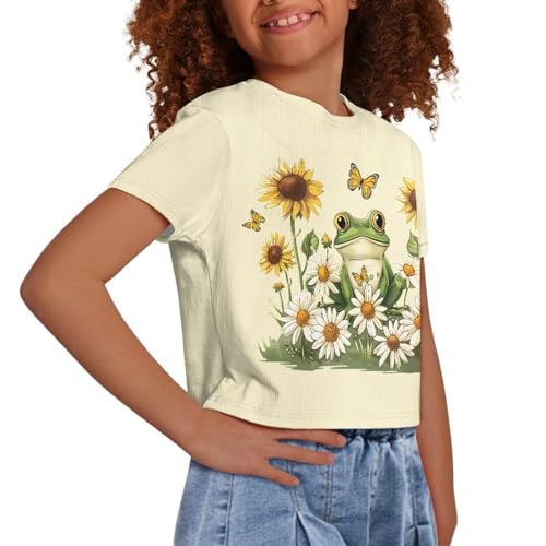 Image of Kids Crop Top Short Sleeve T-Shirts for Girls Size 5-14