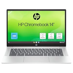 HP Chromebook 14″ | Intel Processor N100 Processor| 4 GB RAM | 128 GB Flash Storage | Intel UHD Graphics | HD Display | Up to 12hrs battery | Chrome OS | Dual Speakers | Glacier Silver | 14a-nf0002sa