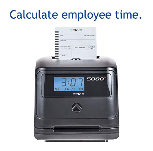 Pyramid Time Systems, Model 5000 Auto Totaling Time Clock, Handles Up To 100 Employees, Made In Usa, Black #TOP1