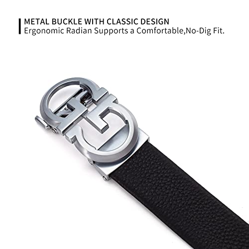 ARIMIA Fashion Diamond Mens Real Leather Ratchet Belt Black Adjustable Length Full Grain Soft Genuine Cowhide Strap Wide3