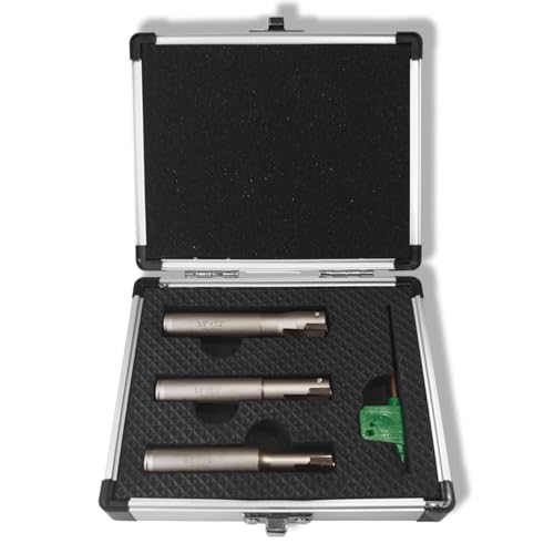 Image of 3 Pieces 1 /2 inch Shank 90 Square Shoulder Indexable End Mill Set with APKT1003 Carbide Inserts, 3 /8 inch, 1 /2 inch, 5 /8 inch Cutting Diameter 3 inch Length