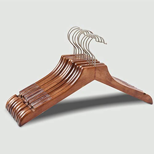 Cintre Vêtements,Simple Rétro Solide en Bois Manteau Vêtement avec non Slip Pantalon Barre,Large Épaule Save Espace Résistant Vêtements pour Costumes, Pantalon,Chemises et Chemisiers (38cm - Femme