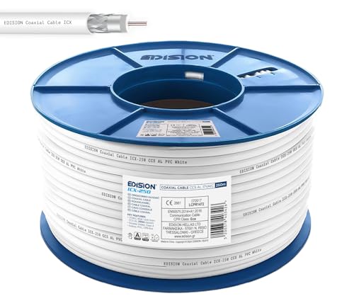 Câble coaxial 250m EDISION d'antenne TV interne blanc