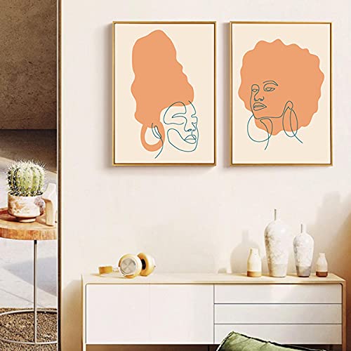 Toile femme africaine art abstrait 70x100 cm lot de 2 tableaux salon bohème