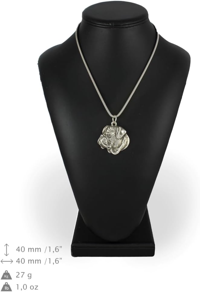 Art-Dog Collection Dog Pendant on Silver Thread - Handmade Dog Necklace with ZnAl Base and Silver Coating – Silver Dog Necklaces for Men and Women – Dog Breeds Jewelry – Bulmastif II
