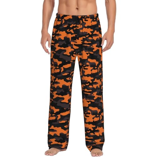 Novastar Mens Pajama Pants Bottoms with Pockets- Orange Black Camouflage Soft Men Pj Pants, Comfy Men Lounge Pants4