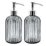 2er Pack Seifenspender Glas mit Pumpe, 400ml Flüssigseifenspender für Spülmittel, Shampoo und...