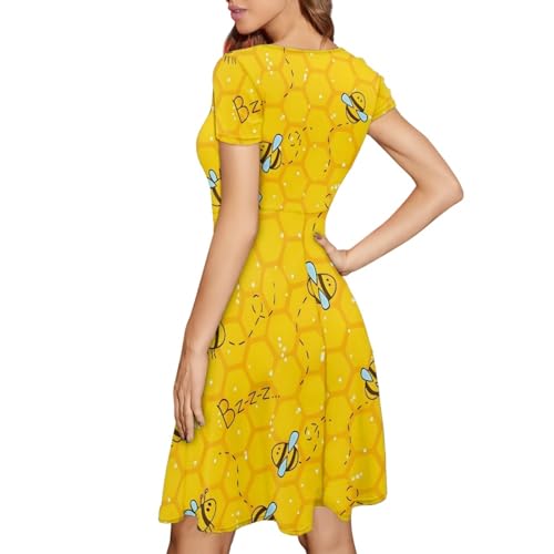 Image of Forchrinse Native Aztec Style Black White Geometric Women's Midi Dress Casual Long Dress Round Neck Swing Dress