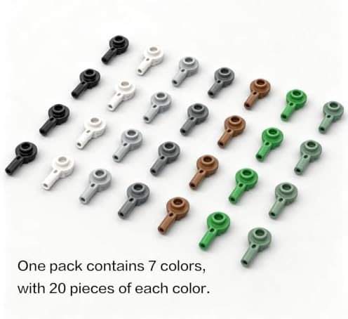 140Pcs Bar 1L with 1 x 1 Round Plate with Hollow Stud Building Block 20pcs Per Color Total, 32828 Compatible with Lego DIY MOC Robot Mecha Vehicle Landscape Scenery Building Replacement Accessories